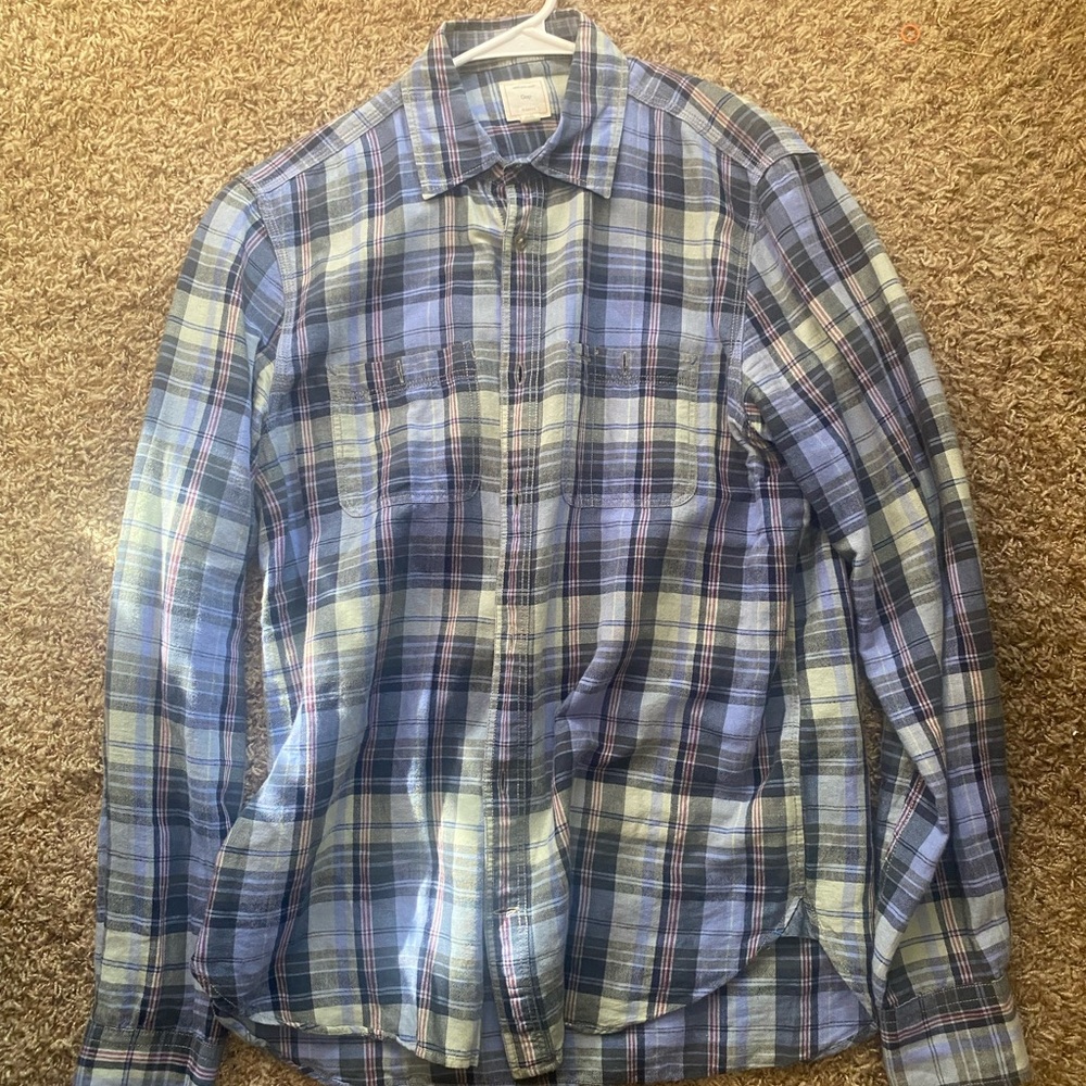Blue Plaid GAP men’s long sleeve shirt - medium